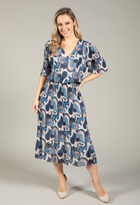 Abstract Plisse Pleated Pop Over Dress