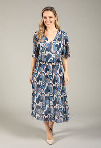 Abstract Plisse Pleated Pop Over Dress