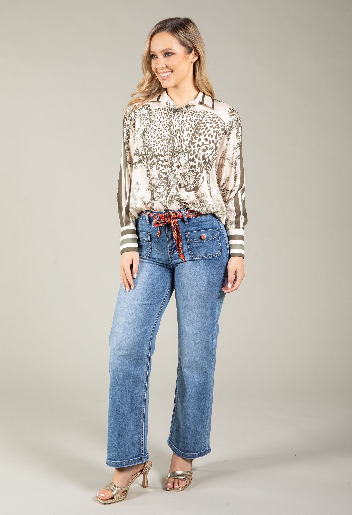 Satin Touch Animal Print Blouse