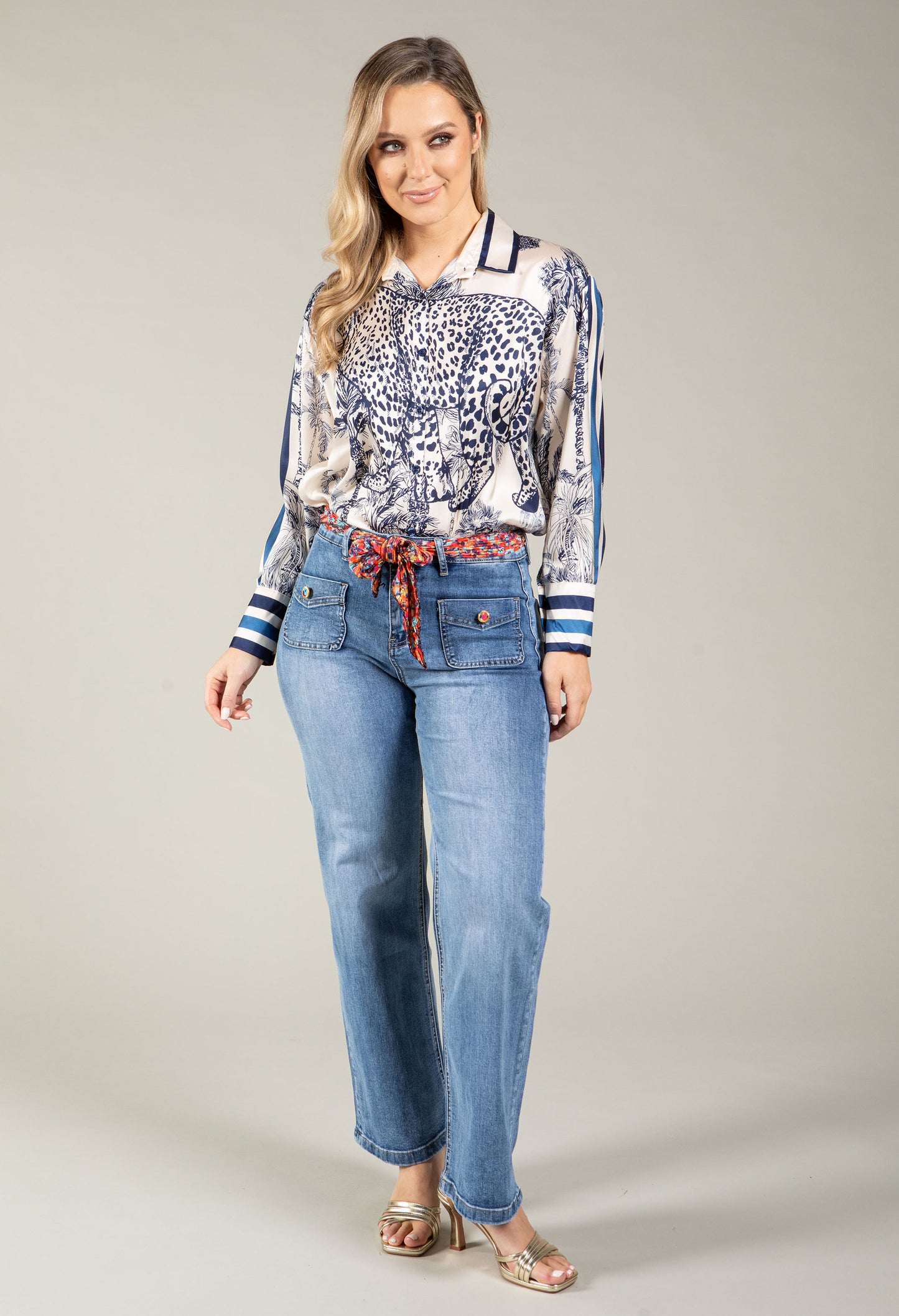 Satin Touch Animal Print Blouse