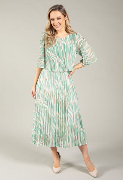 Abstract Plisse Pleated Pop Over Dress