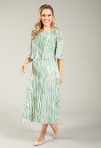 Abstract Plisse Pleated Pop Over Dress