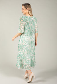 Abstract Plisse Pleated Pop Over Dress