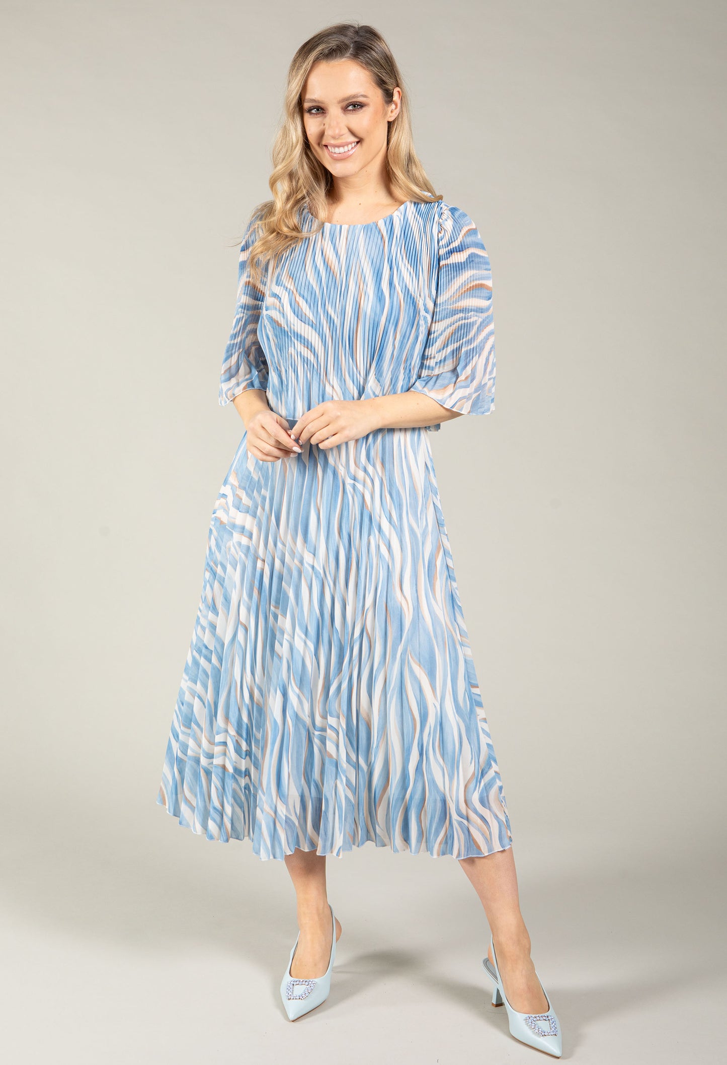 Abstract Plisse Pleated Pop Over Dress