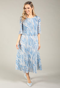 Abstract Plisse Pleated Pop Over Dress