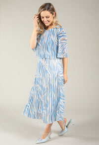 Abstract Plisse Pleated Pop Over Dress