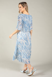 Abstract Plisse Pleated Pop Over Dress