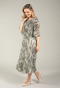 Abstract Plisse Pleated Pop Over Dress