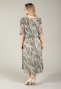 Abstract Plisse Pleated Pop Over Dress