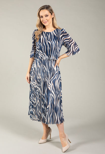 Abstract Plisse Pleated Pop Over Dress