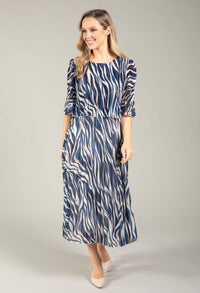 Abstract Plisse Pleated Pop Over Dress