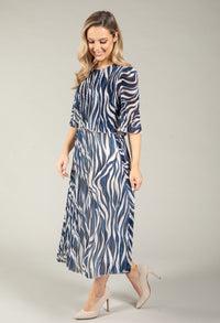 Abstract Plisse Pleated Pop Over Dress