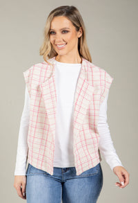 Tweed Open Front Vest