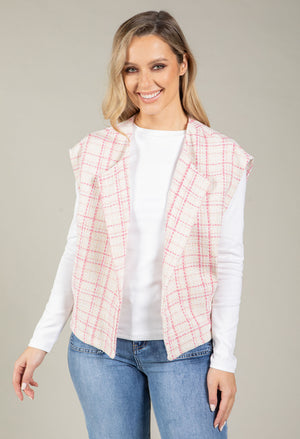 Tweed Open Front Vest