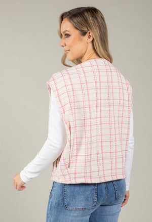 Tweed Open Front Vest