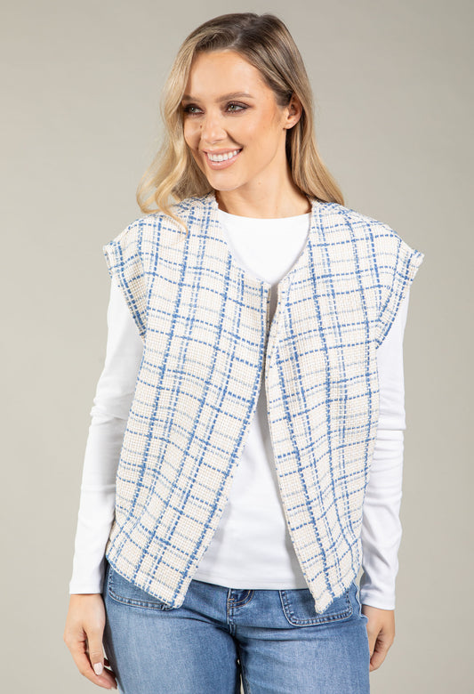 Tweed Open Front Vest