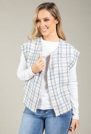Tweed Open Front Vest