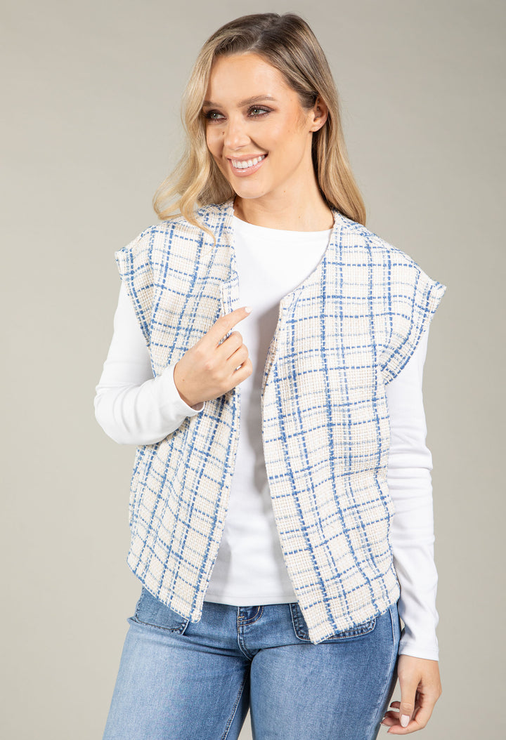 Tweed Open Front Vest
