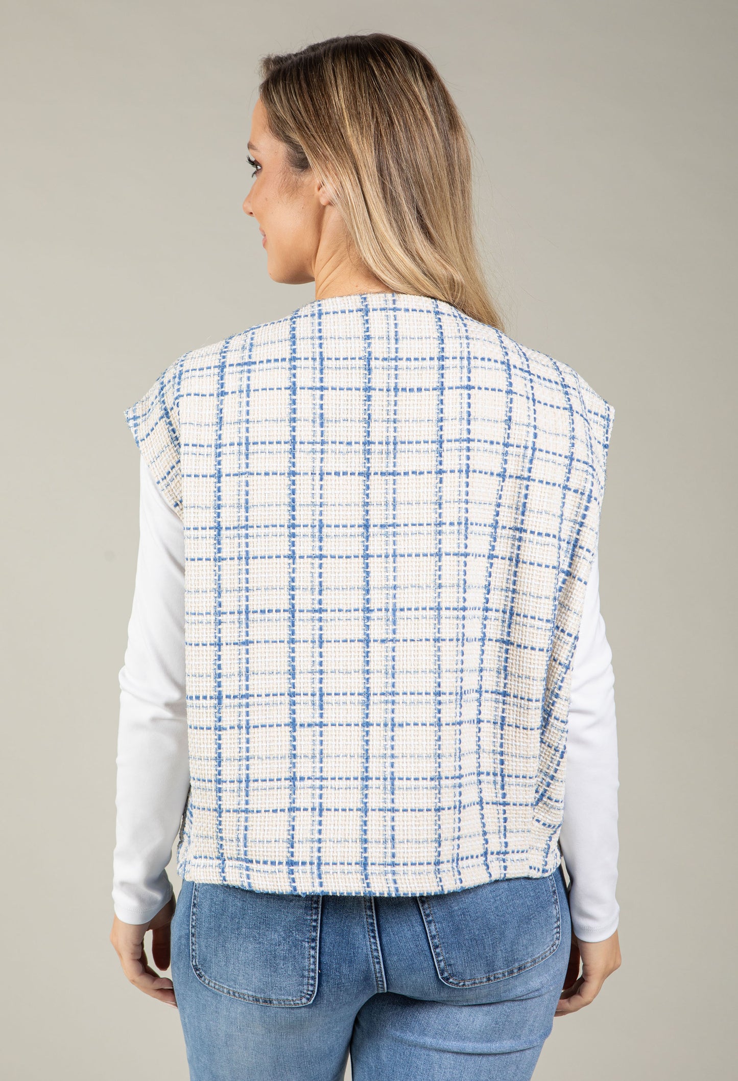 Tweed Open Front Vest