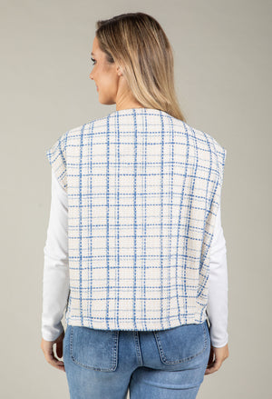 Tweed Open Front Vest