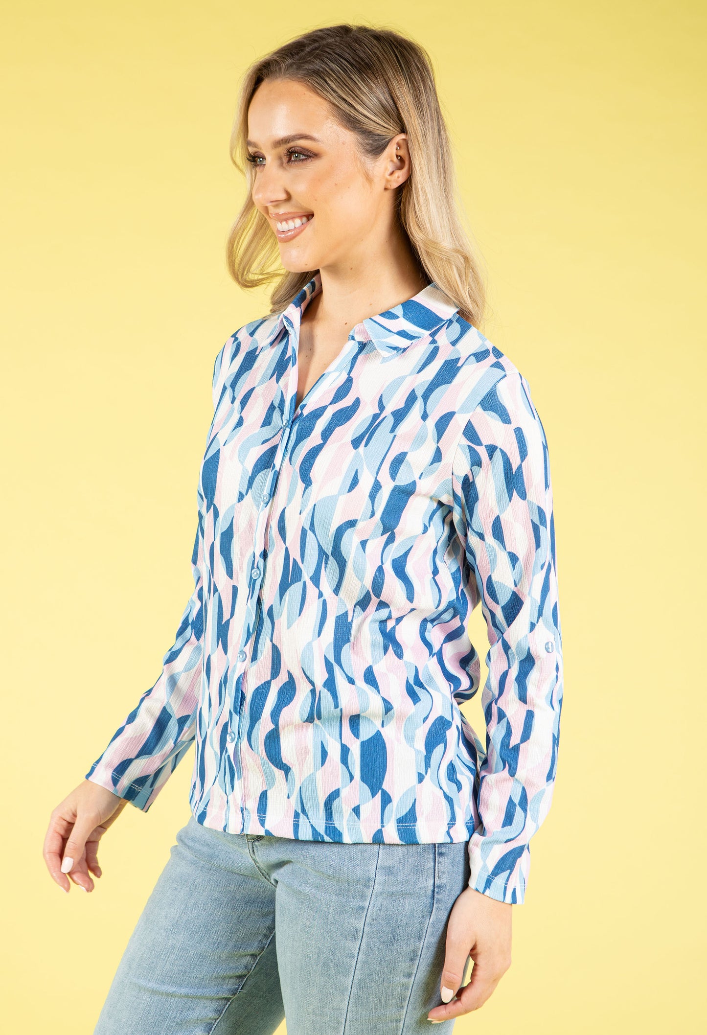 70s Geometric Print Blouse