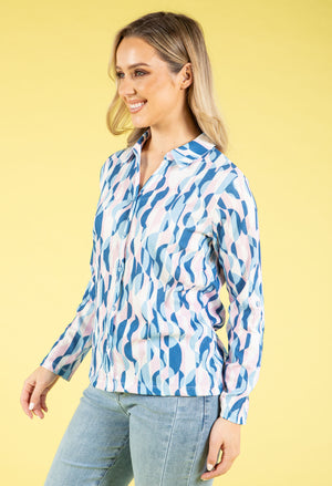 70s Geometric Print Blouse