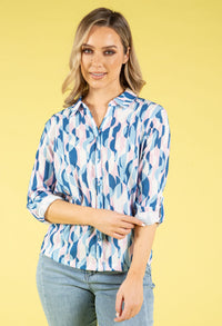 70s Geometric Print Blouse