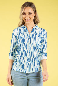 70s Geometric Print Blouse