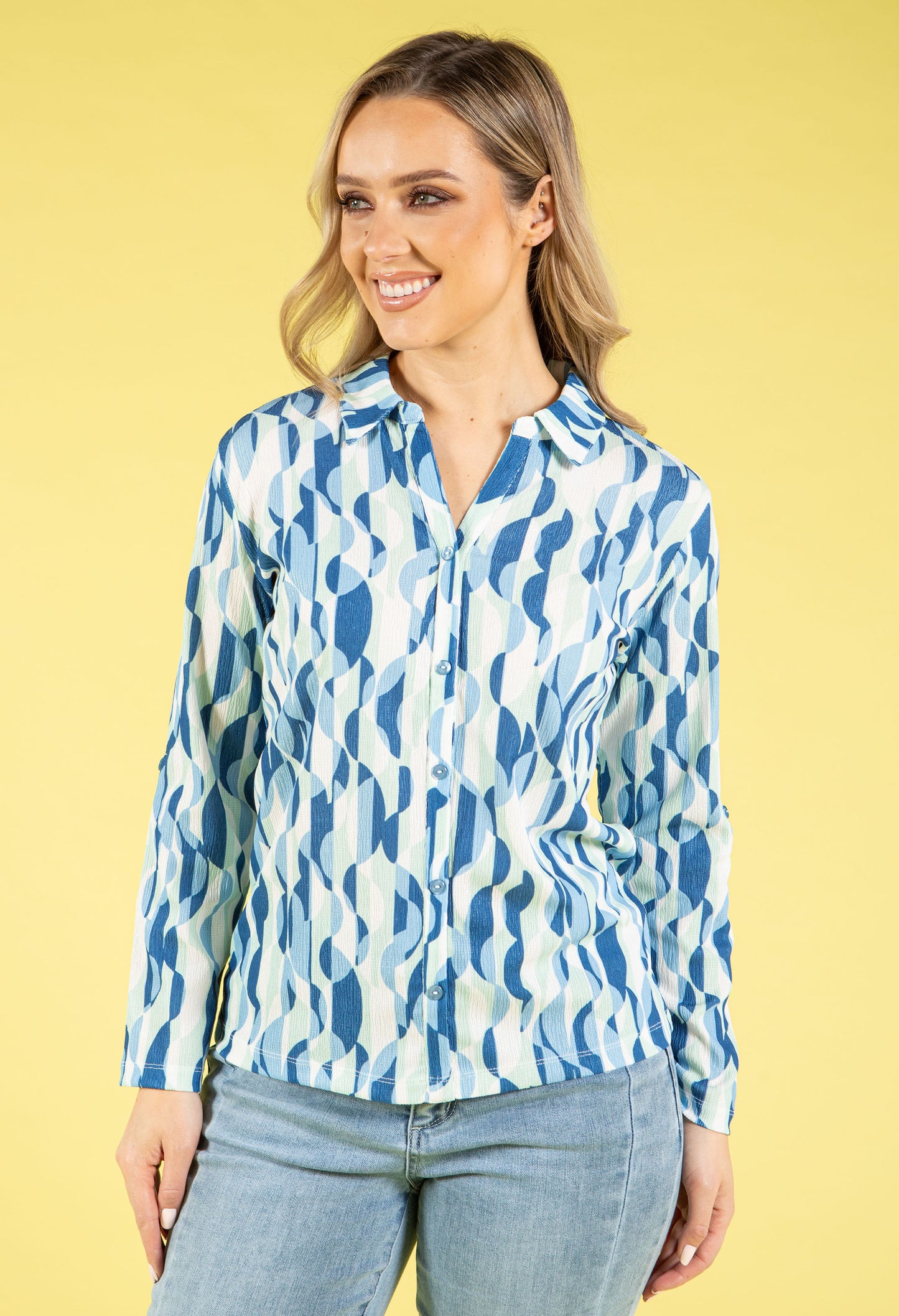 70s Geometric Print Blouse