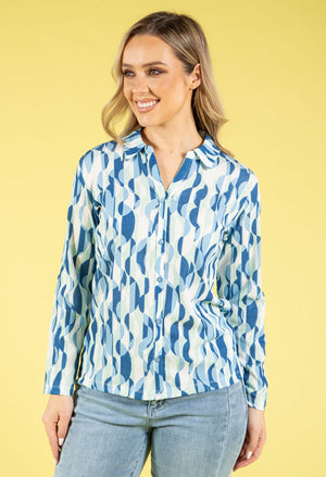 70s Geometric Print Blouse