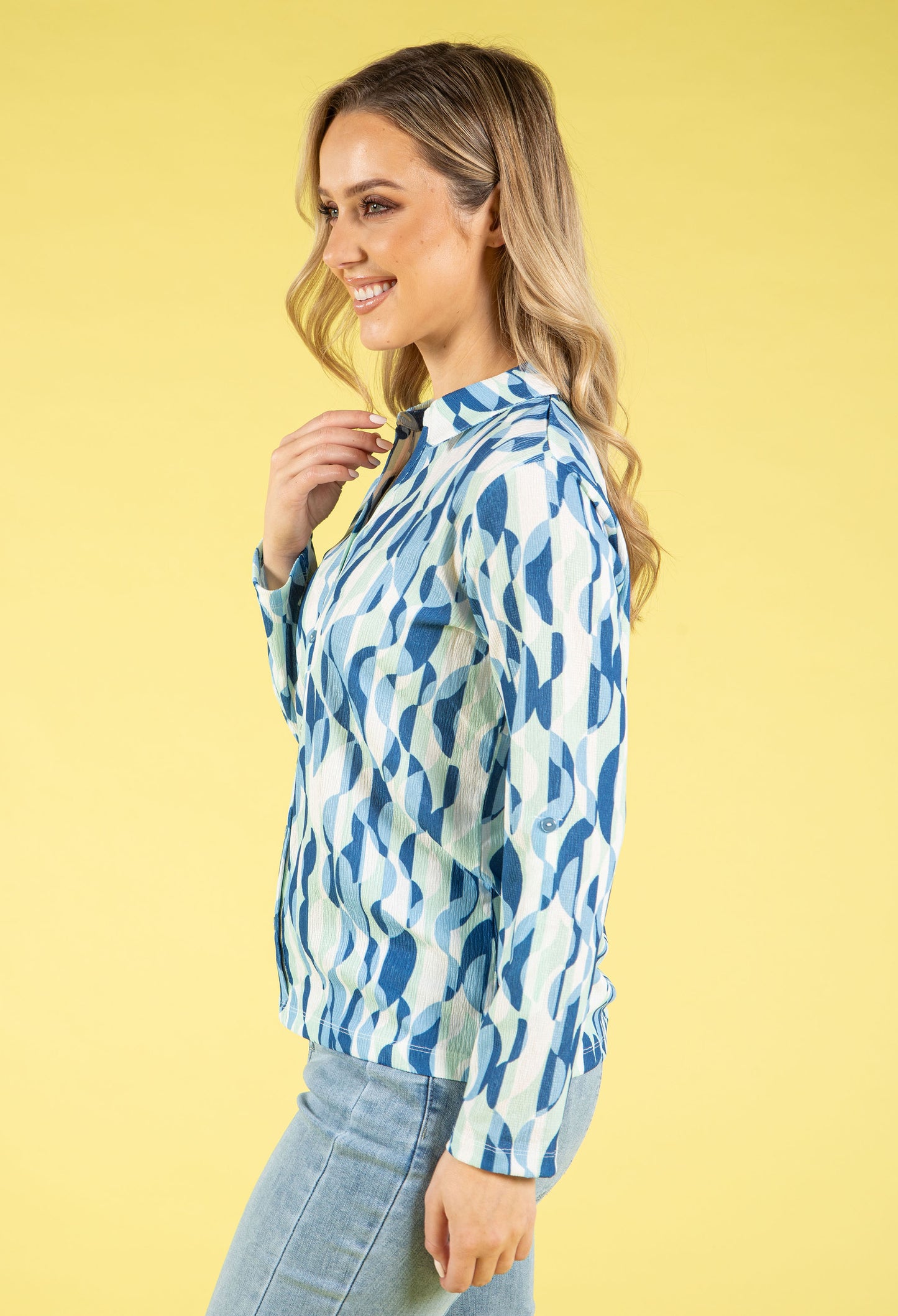 70s Geometric Print Blouse