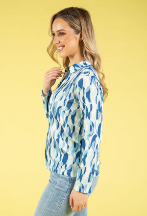 70s Geometric Print Blouse