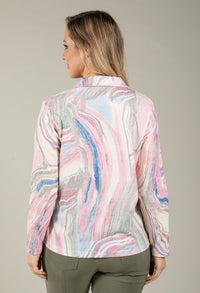 Abstract Print V-Neck Blouse