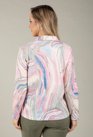 Abstract Print V-Neck Blouse