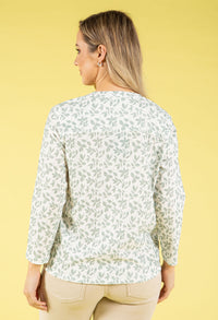 Leaf Print V-Neck Top