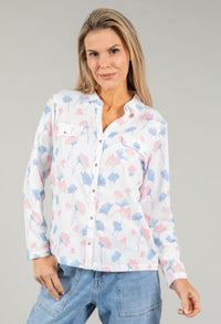 Front Pocket Floral Blouse