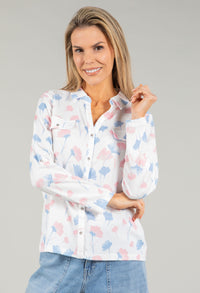 Front Pocket Floral Blouse