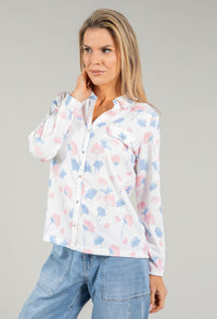 Front Pocket Floral Blouse