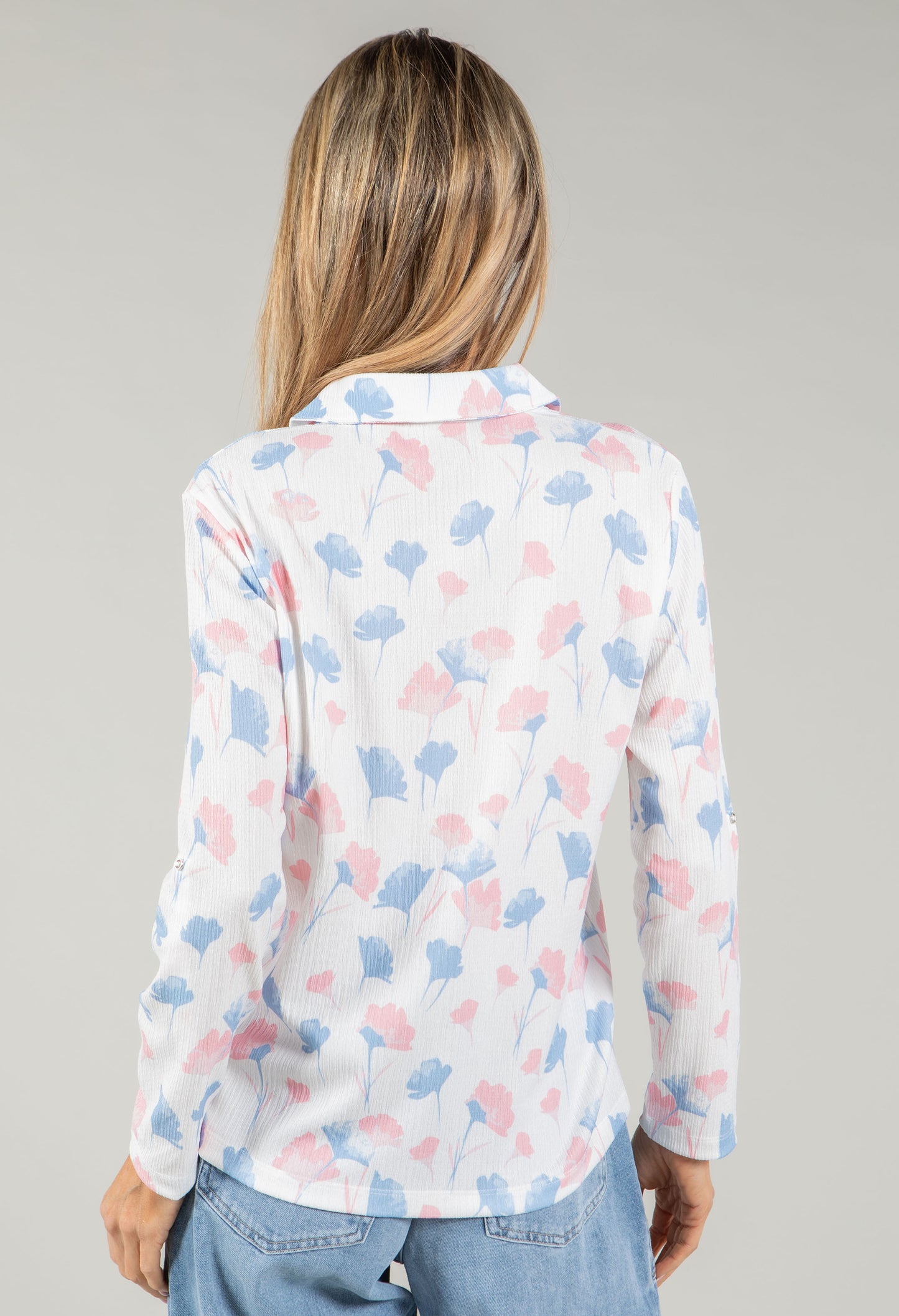 Front Pocket Floral Blouse