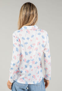 Front Pocket Floral Blouse