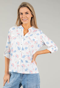 Front Pocket Floral Blouse
