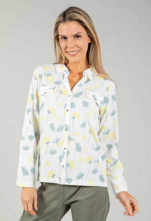 Front Pocket Floral Blouse