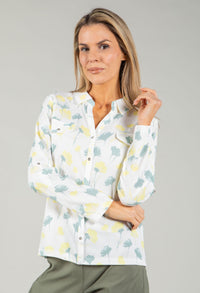Front Pocket Floral Blouse