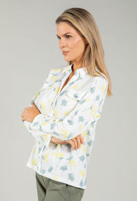 Front Pocket Floral Blouse