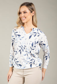 Leaf Print V-Neck Top