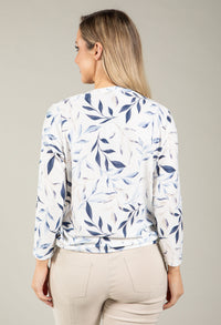 Leaf Print V-Neck Top