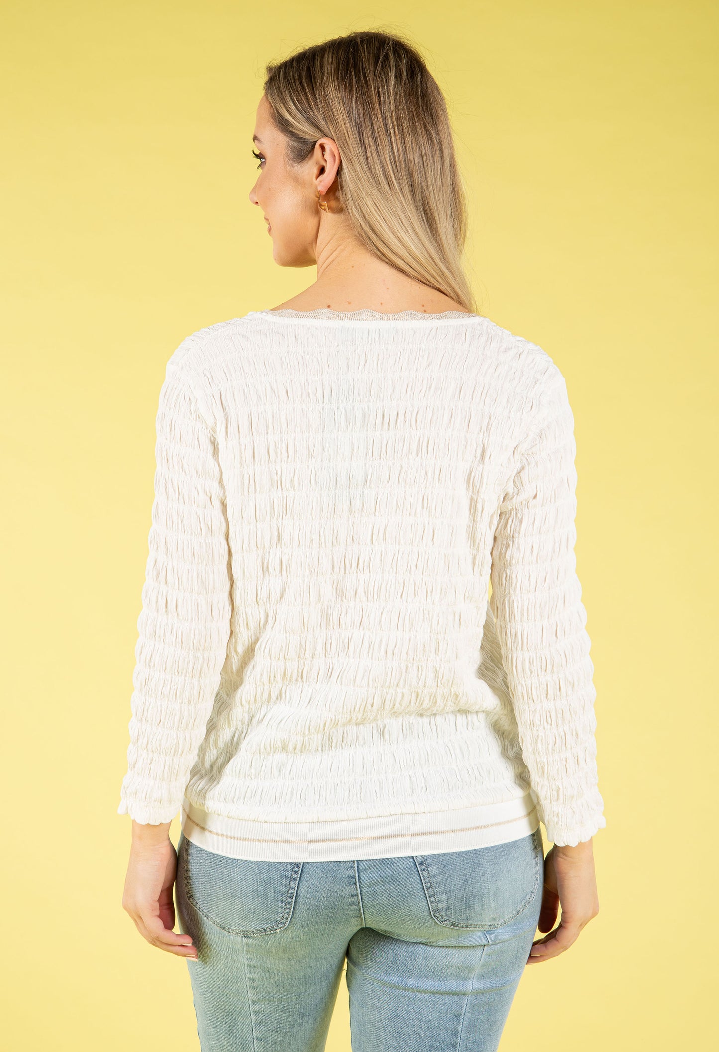 Bubble Waffle Textured V-Neck Top