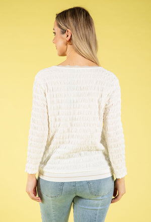 Bubble Waffle Textured V-Neck Top