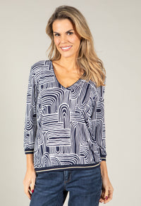 Textured Geometric Print Top