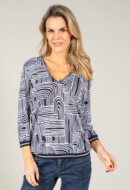 Textured Geometric Print Top